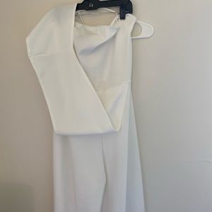 Never worn white one shoulder boohoo jumpsuit